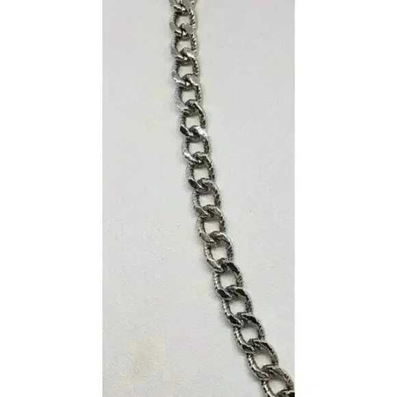 Vintage Chunky Silver Necklace Chain Monet Textured Link - Picture 3 of 6